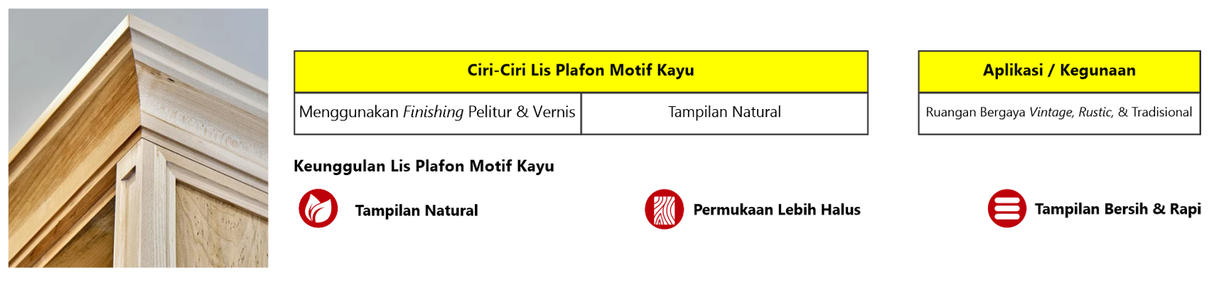 lis plafon motif kayu